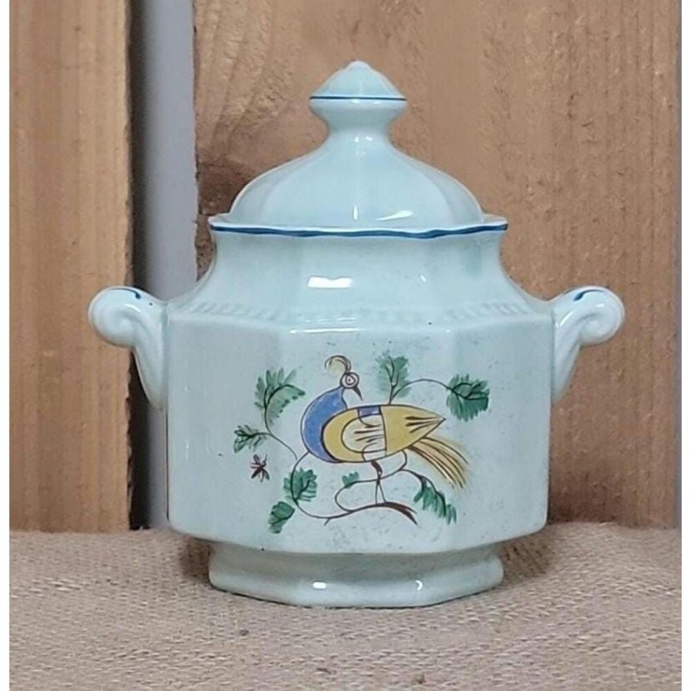RARE Kensington Staffordshire Ironstone Sugar Bowl Java Bird, Made In England 5”